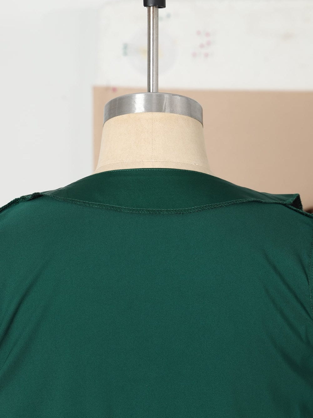 Elegant Black Satin V Neck Knot Blouse in Green