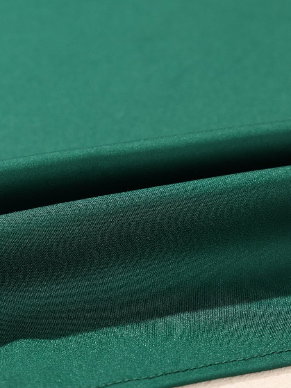 Elegant Black Satin V Neck Knot Blouse in Green