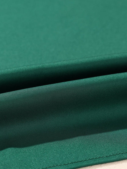 Elegant Black Satin V Neck Knot Blouse in Green