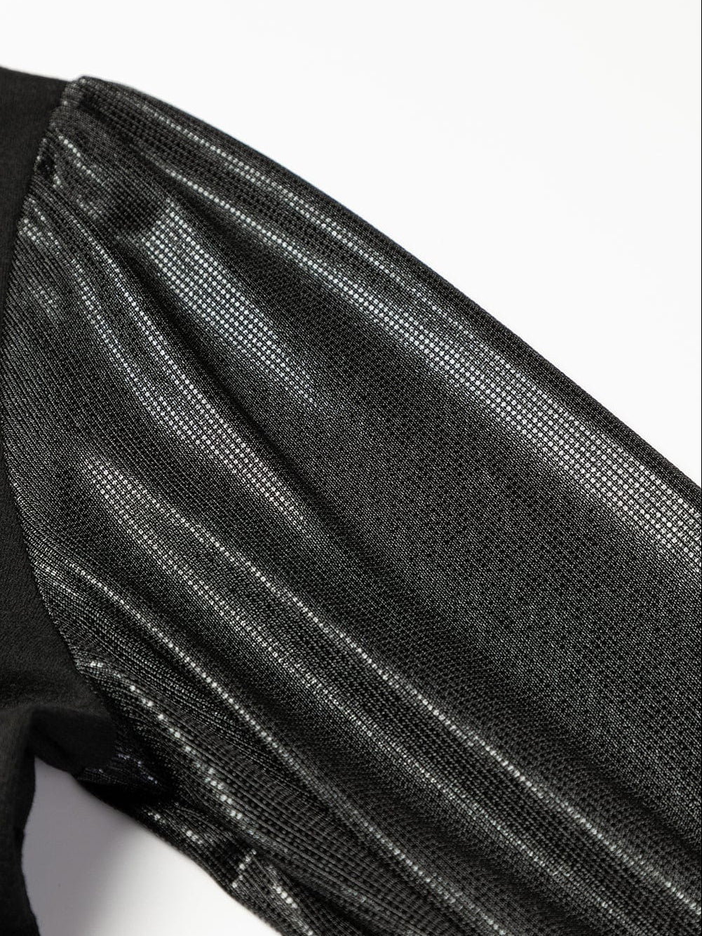 Elegant Black Sequin Detail Top with Shiny Puff Sleeves