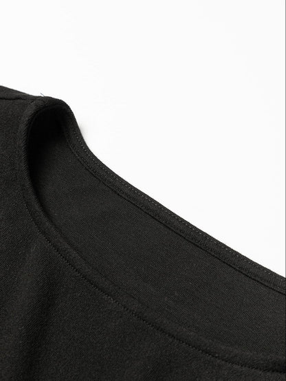 Elegant Black Sequin Detail Top with Shiny Puff Sleeves