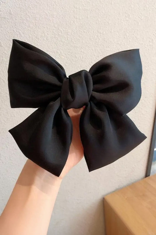 Elegant Black Silk Bow Hair Clip