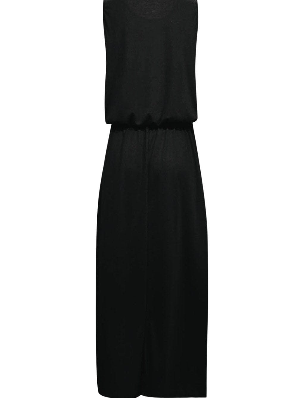 Elegant Black Sleeveless Maxi Tunic Dress with Side Split