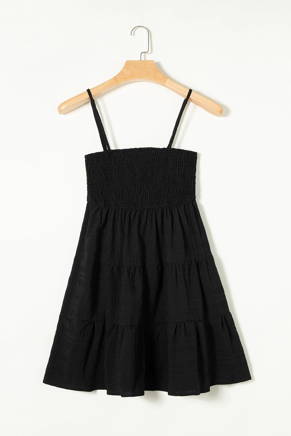 Elegant Black Smocked A-Line Party Dress