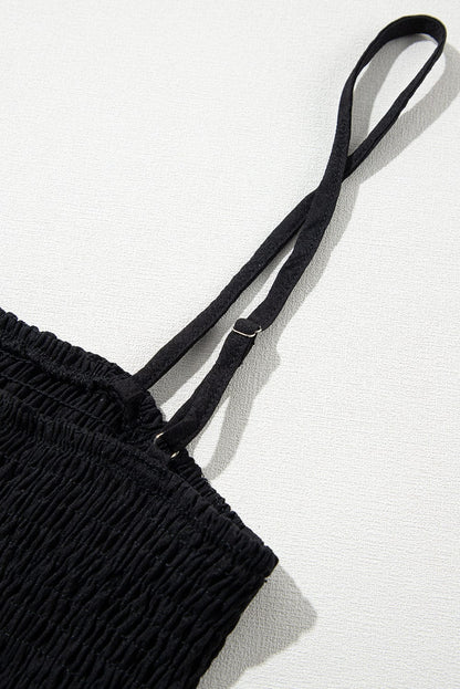 Elegant Black Smocked A-Line Party Dress