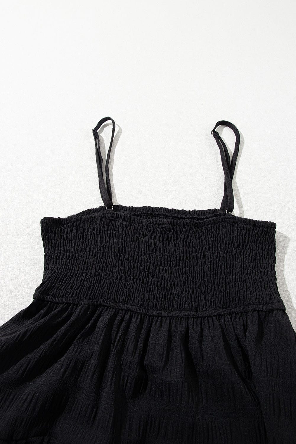 Elegant Black Smocked A-Line Party Dress
