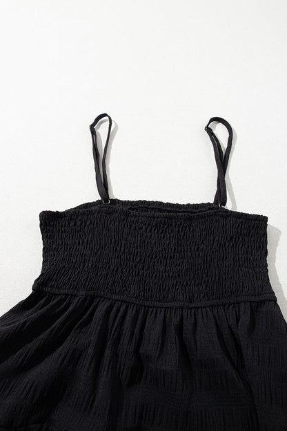 Elegant Black Smocked A-Line Party Dress