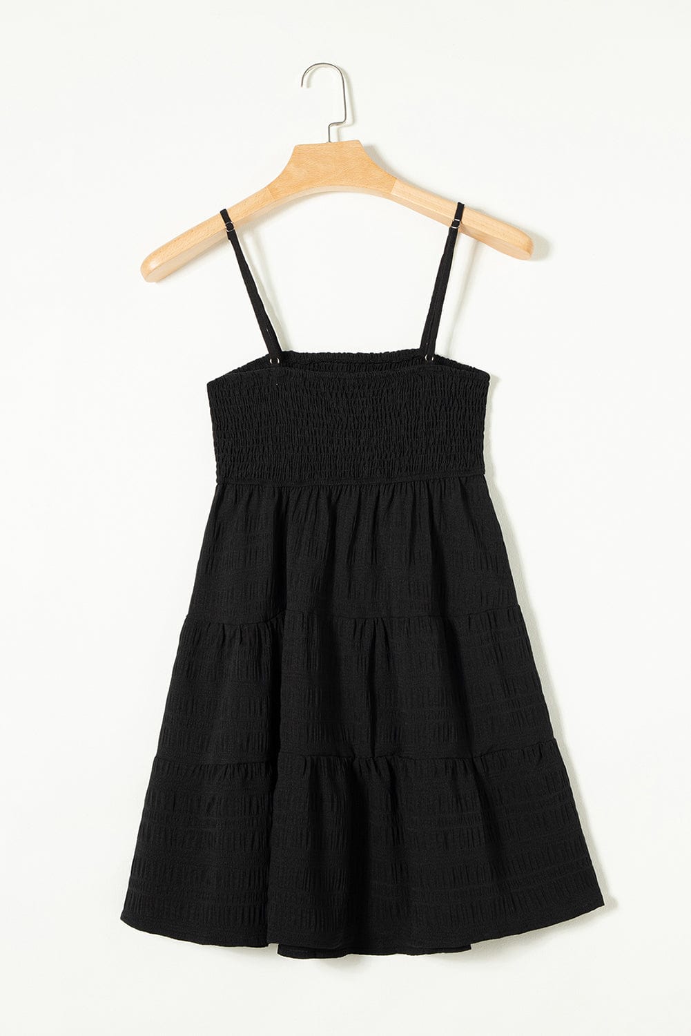Elegant Black Smocked A-Line Party Dress