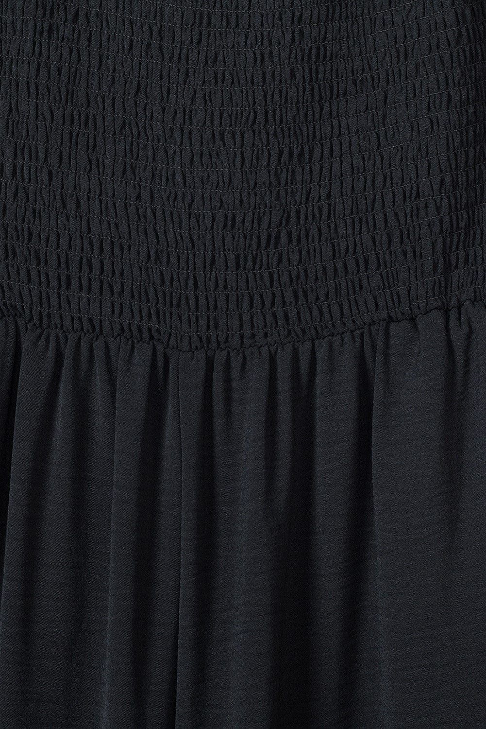 Elegant Black Smocked Sleeveless Jumpsuit with Wide Leg and Chic Details