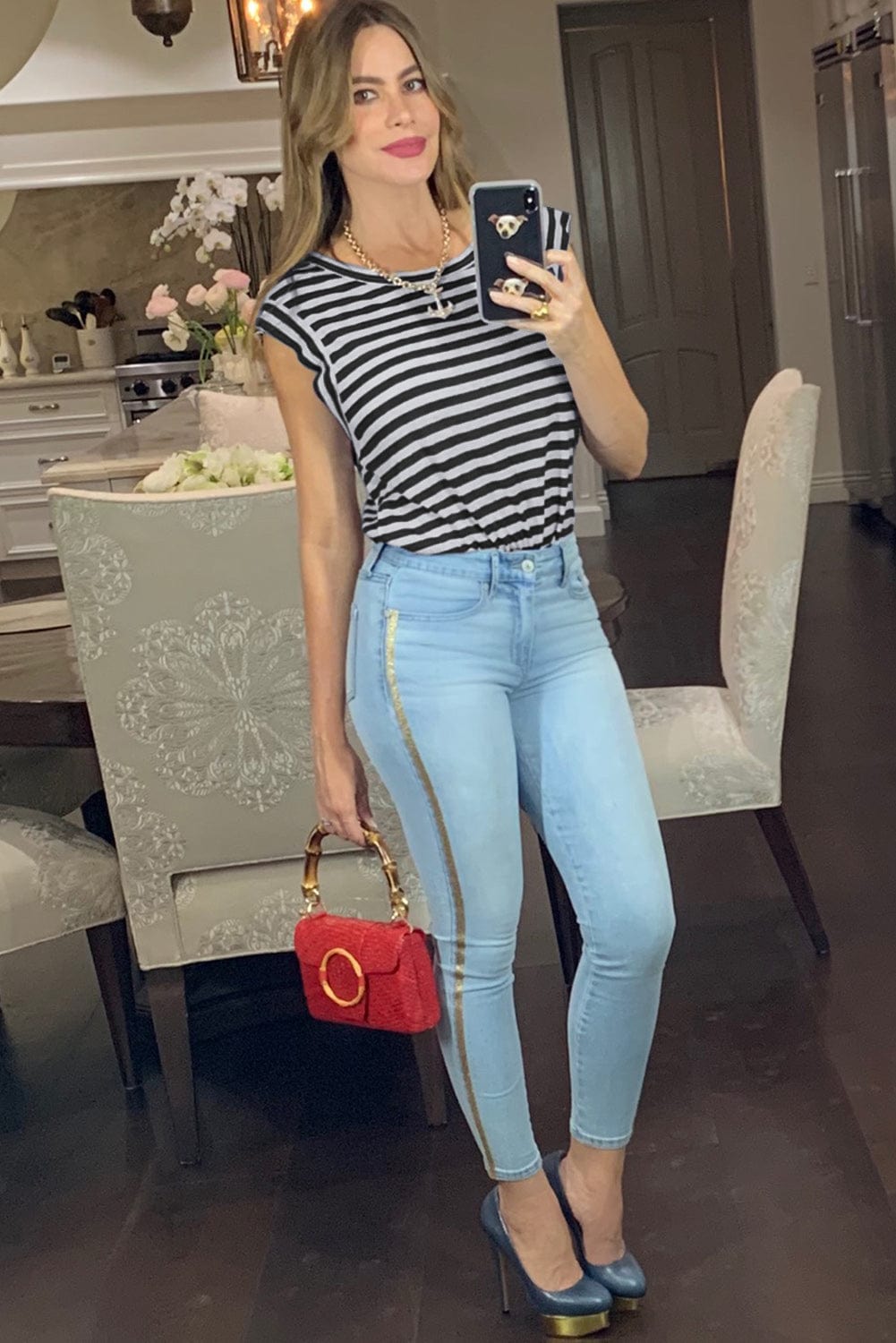 Elegant Black Striped Butterfly Sleeve Top