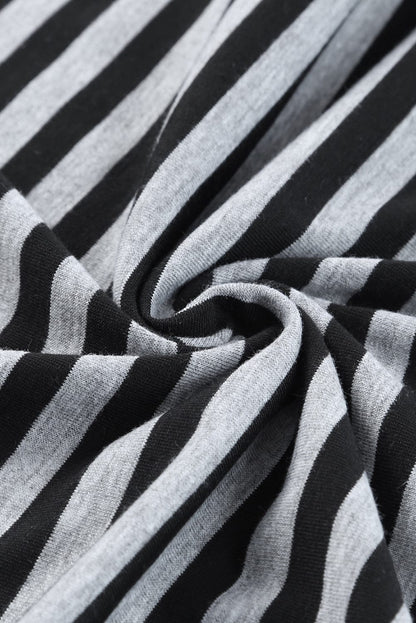 Elegant Black Striped Butterfly Sleeve Top