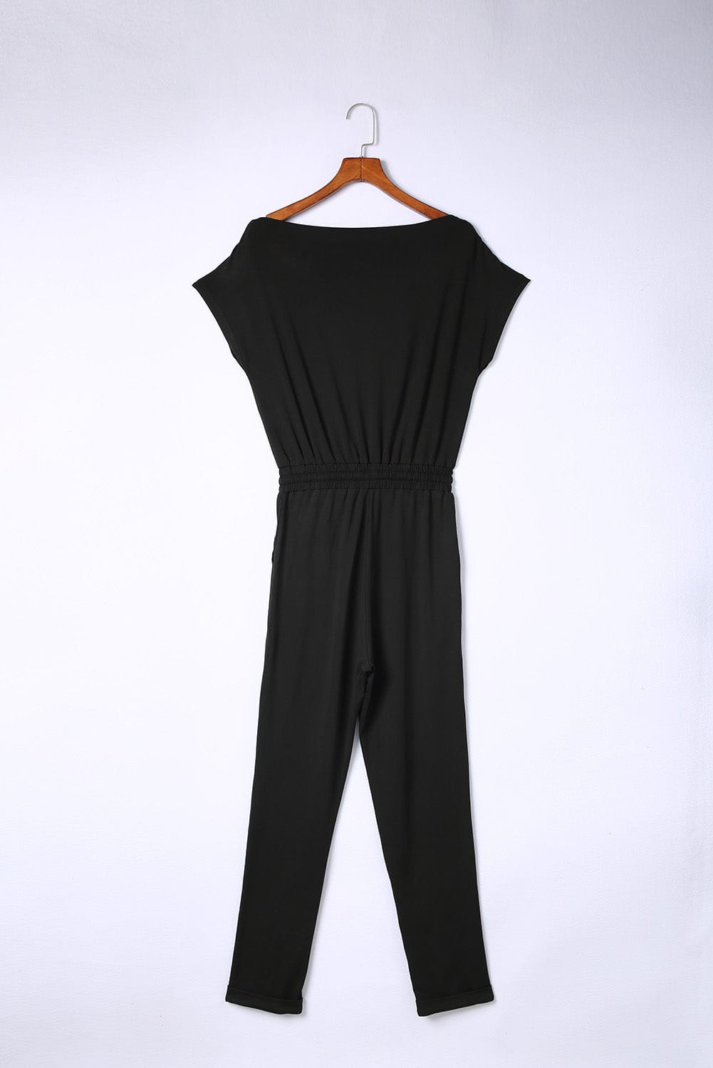 Elegant Black Tapered Jumpsuit with Tie Waist