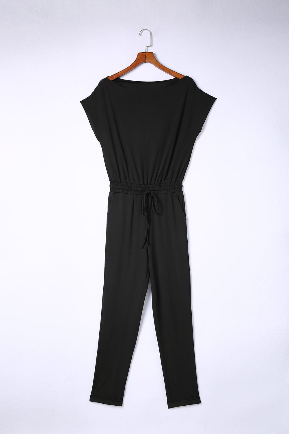 Elegant Black Tapered Jumpsuit with Tie Waist