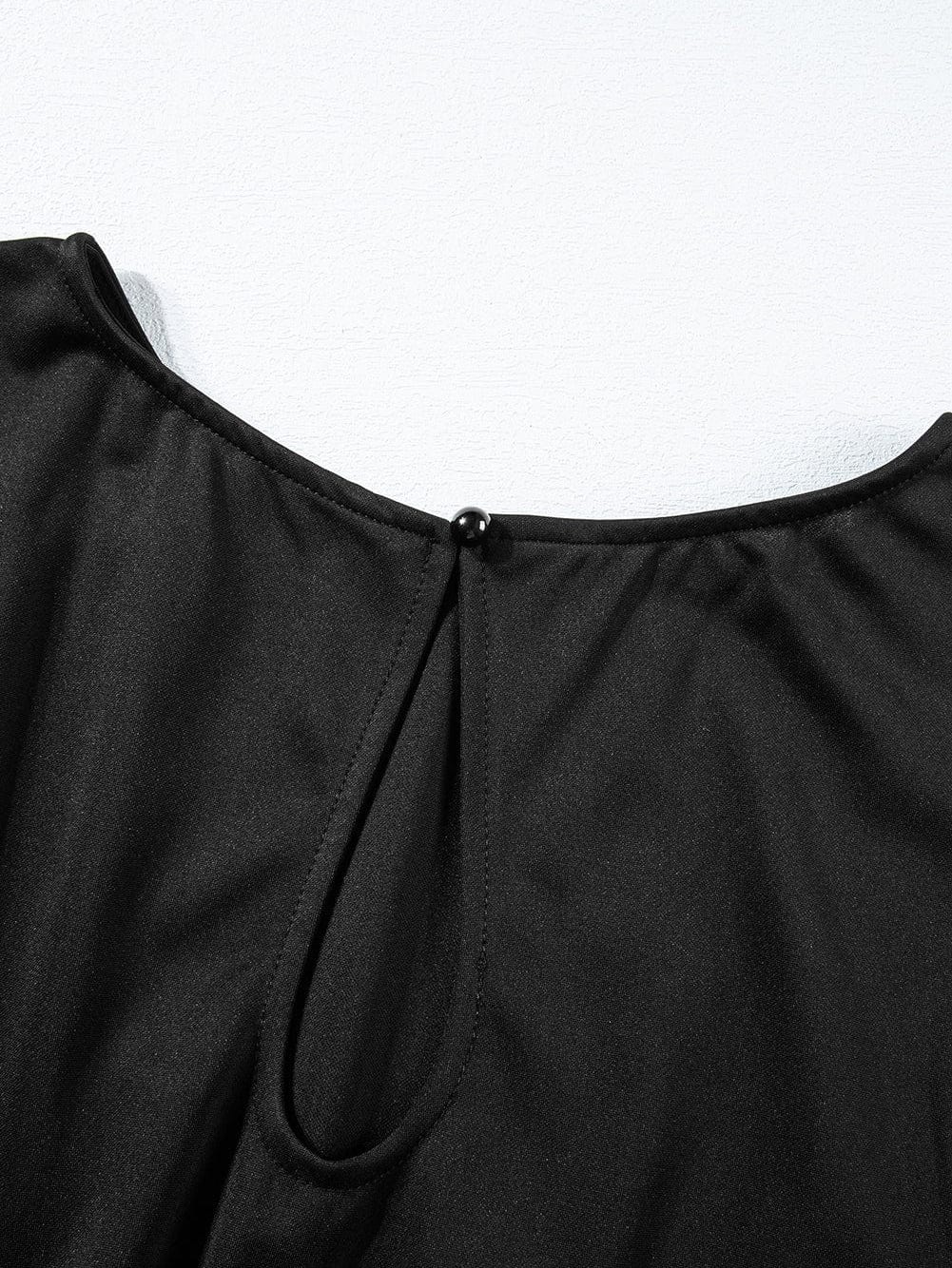 Elegant Black Tie-Waist Batwing Jumpsuit