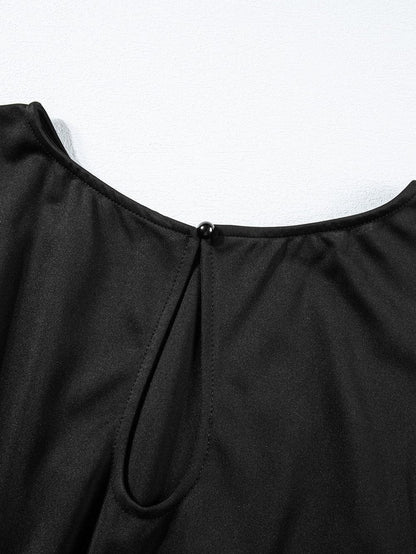 Elegant Black Tie-Waist Batwing Jumpsuit