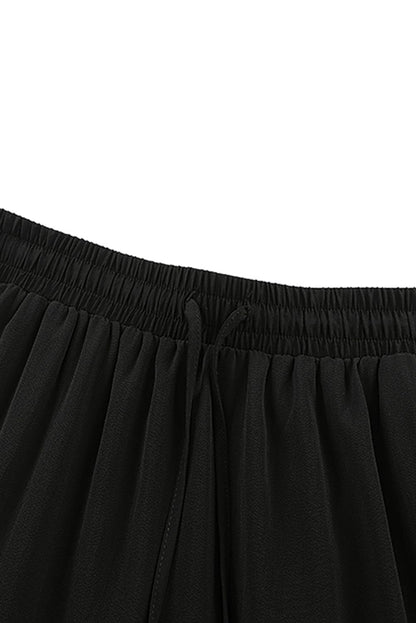 Elegant Black Tiered Maxi Skirt with Drawstring Waist