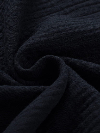 Elegant Black Tiered Ruffle Textured Blouse with Short Sleeves