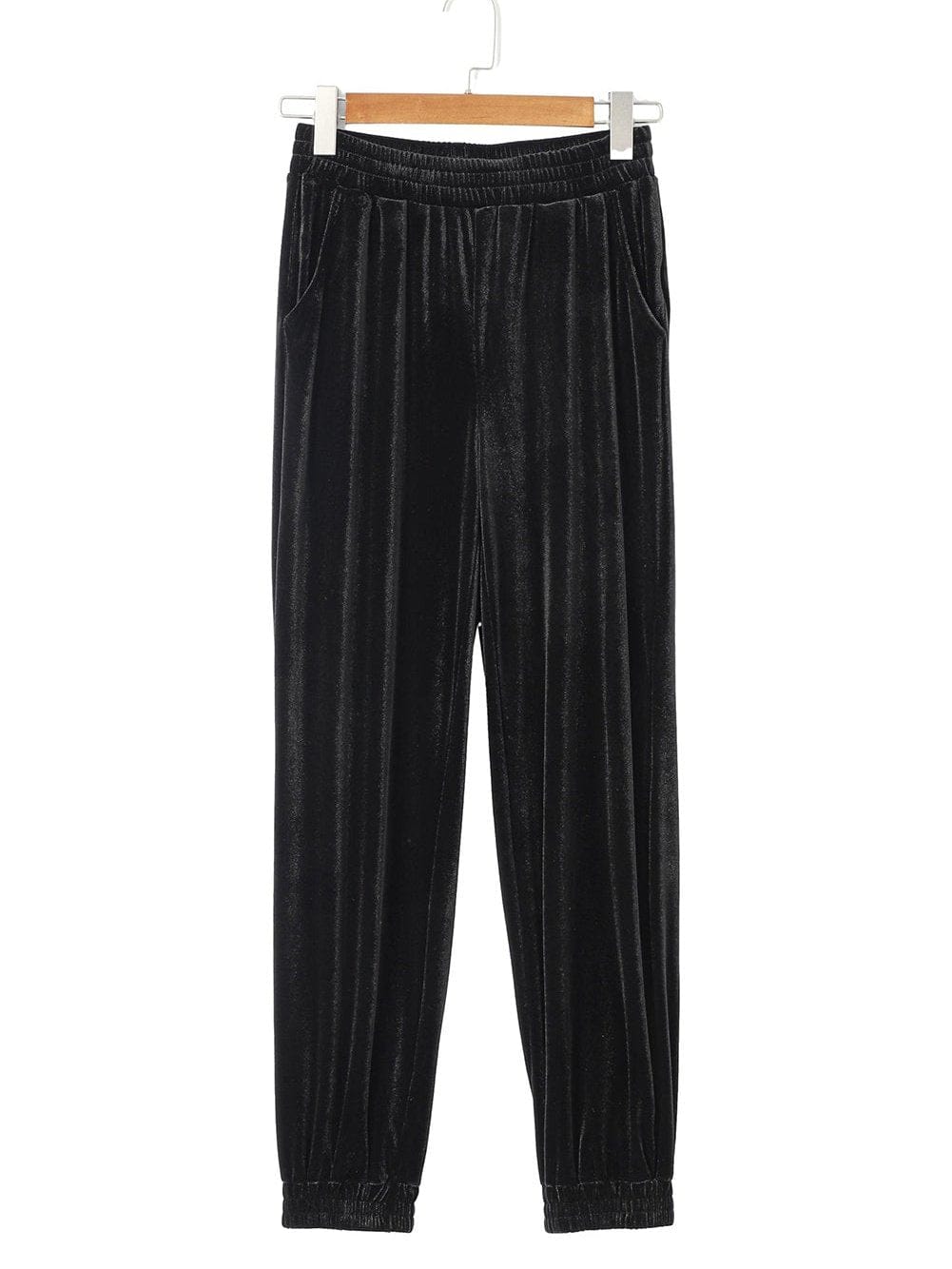 Elegant Black Velvet Jogger Trousers