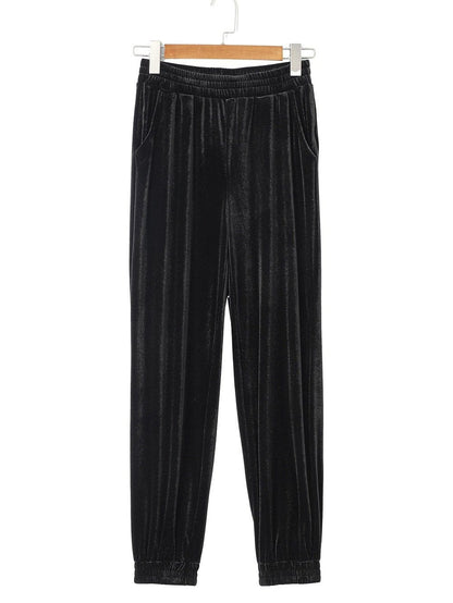 Elegant Black Velvet Jogger Trousers