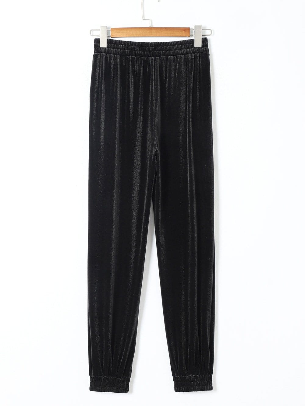 Elegant Black Velvet Jogger Trousers