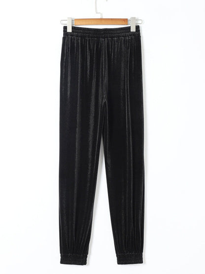 Elegant Black Velvet Jogger Trousers