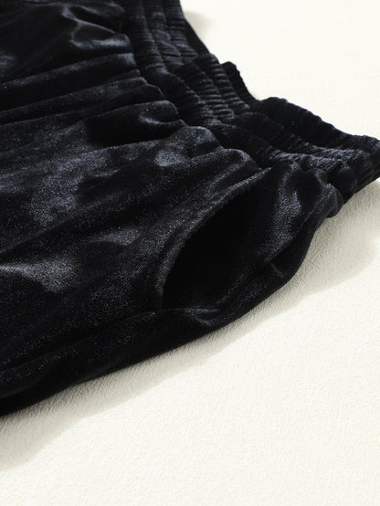 Elegant Black Velvet Jogger Trousers