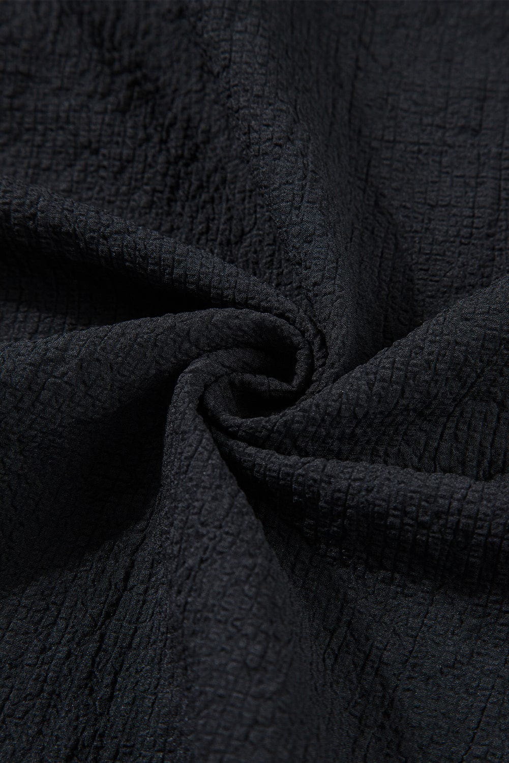 Elegant Black Waffle Knit Ruffle Flutter Top with Notch Neck