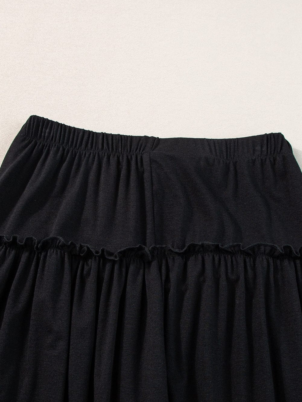 Elegant Black Wide Leg Pants with Frilled Details