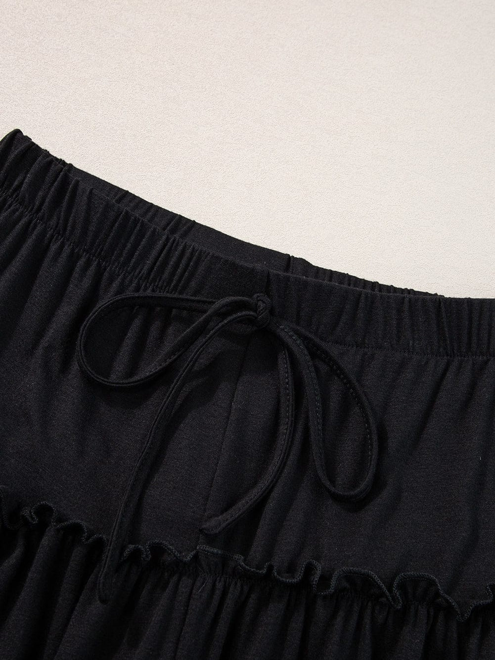 Elegant Black Wide Leg Pants with Frilled Details