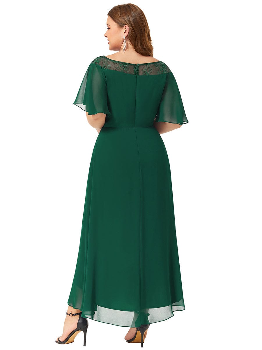 Elegant Boat Neck A-Line Midi Dress for Plus Size Women