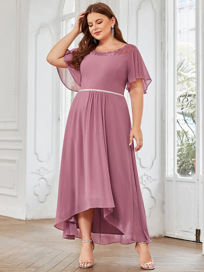 Elegant Boat Neck A-Line Midi Dress for Plus Size Women