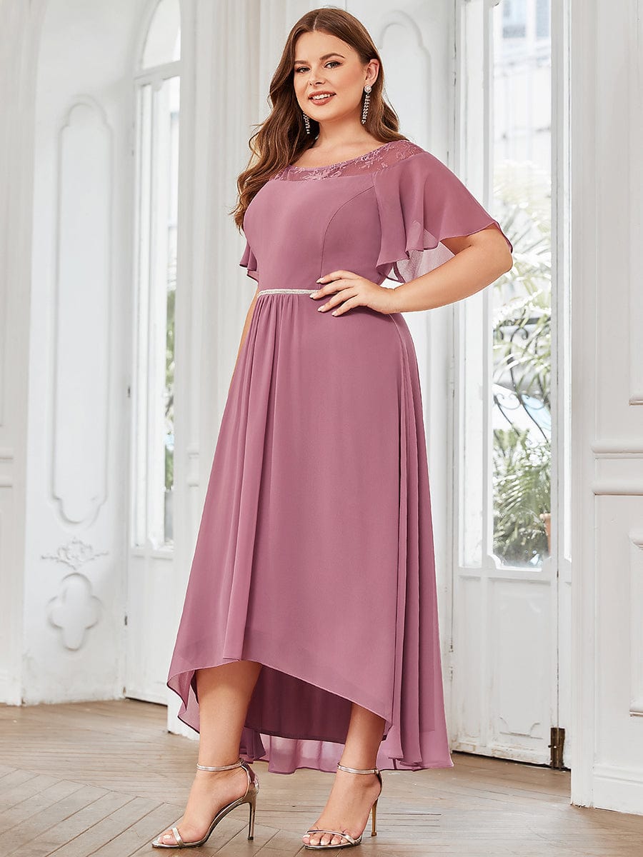 Elegant Boat Neck A-Line Midi Dress for Plus Size Women