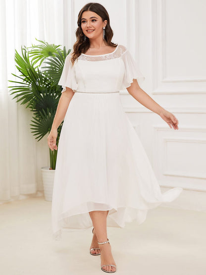 Elegant Boat Neck A-Line Midi Dress for Plus Size Women