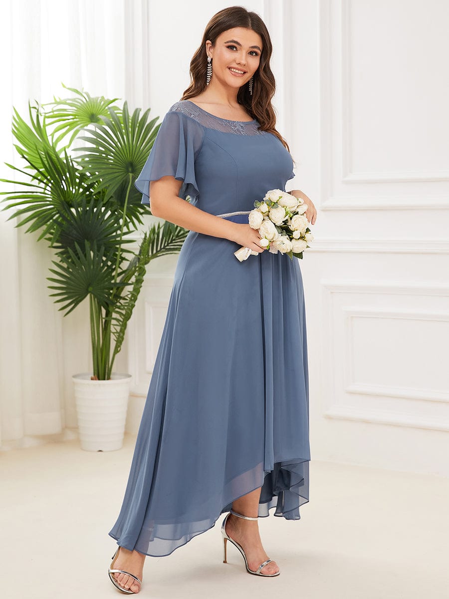 Elegant Boat Neck A-Line Midi Dress for Plus Size Women