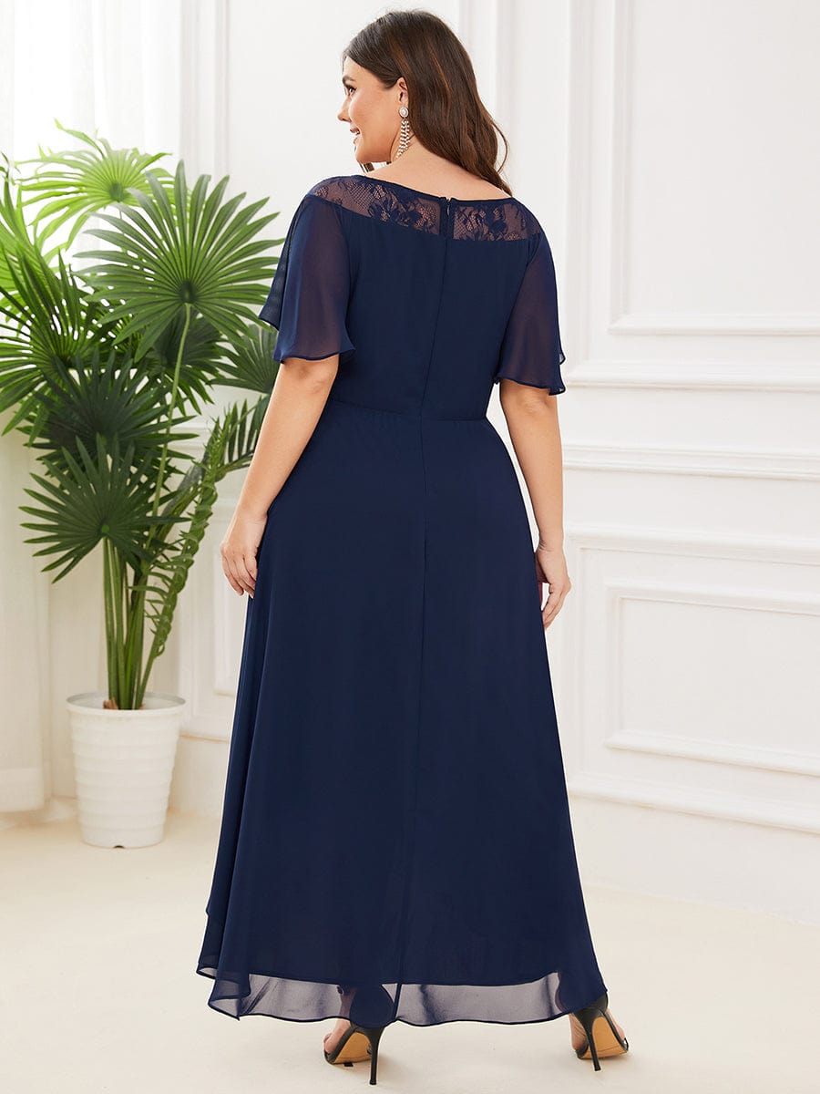 Elegant Boat Neck A-Line Midi Dress for Plus Size Women