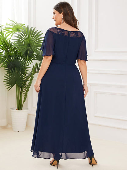 Elegant Boat Neck A-Line Midi Dress for Plus Size Women