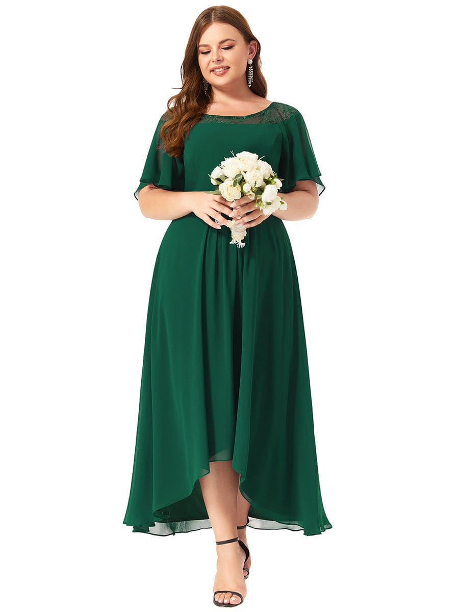 Elegant Boat Neck A-Line Midi Dress for Plus Size Women
