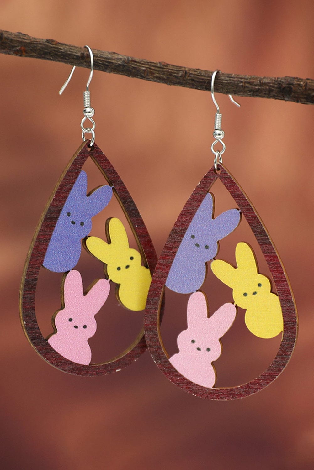 Elegant Brown Bunny Drop Earrings for Easter Fashion