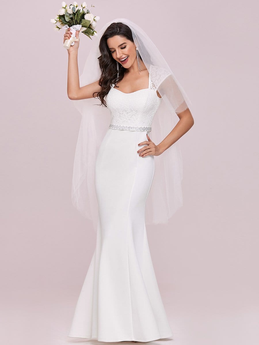 Elegant Cap Sleeve Mermaid Wedding Gown