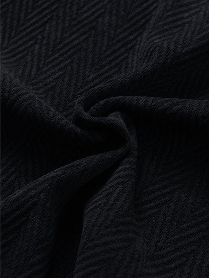 Elegant Chevron Textured Stand Neck Blouse