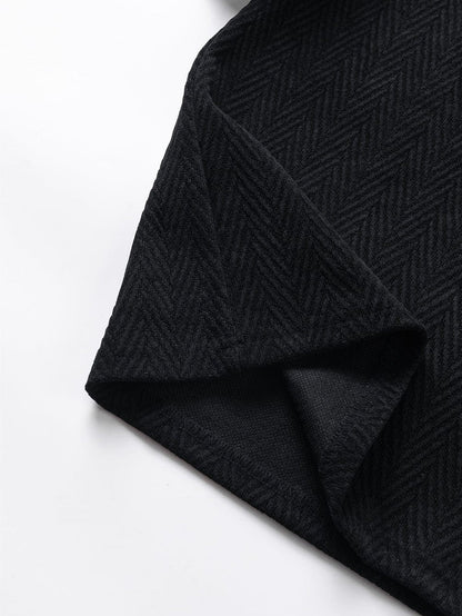 Elegant Chevron Textured Stand Neck Blouse