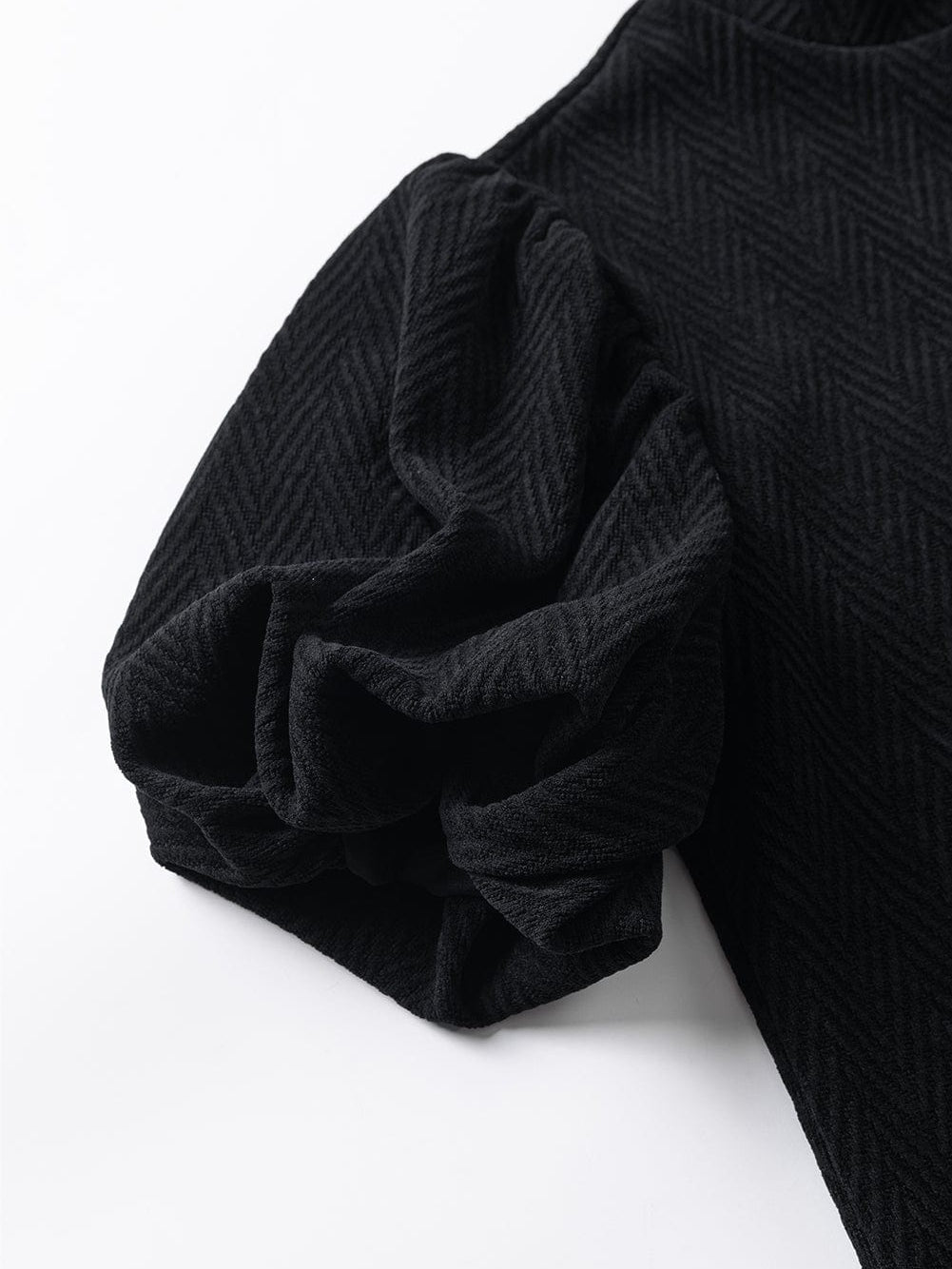 Elegant Chevron Textured Stand Neck Blouse