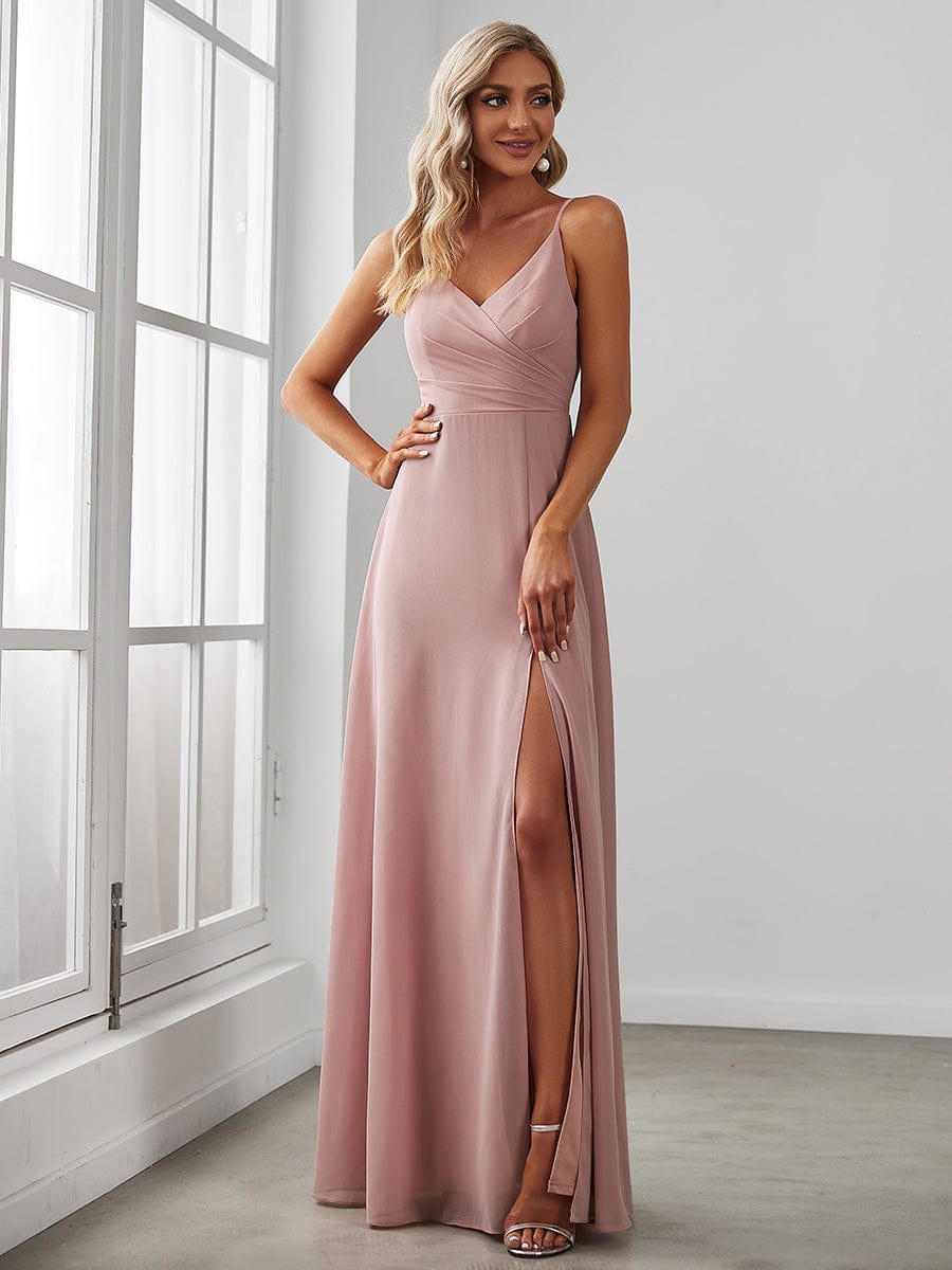 Elegant Chiffon Bridesmaid Gown with Spaghetti Straps