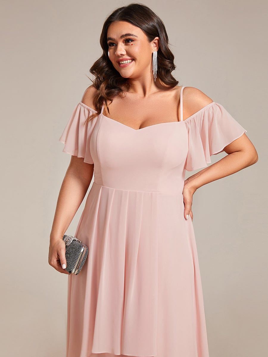 Elegant Chiffon Cold Shoulder Plus Size Wedding Guest Dress