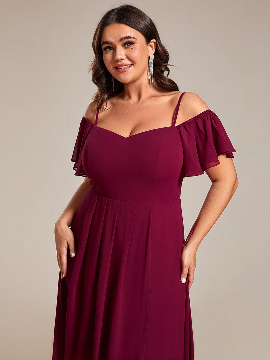 Elegant Chiffon Cold Shoulder Plus Size Wedding Guest Dress