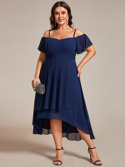 Elegant Chiffon Cold Shoulder Plus Size Wedding Guest Dress