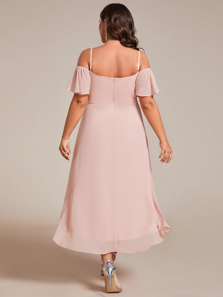 Elegant Chiffon Cold Shoulder Plus Size Wedding Guest Dress