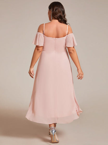 Elegant Chiffon Cold Shoulder Plus Size Wedding Guest Dress