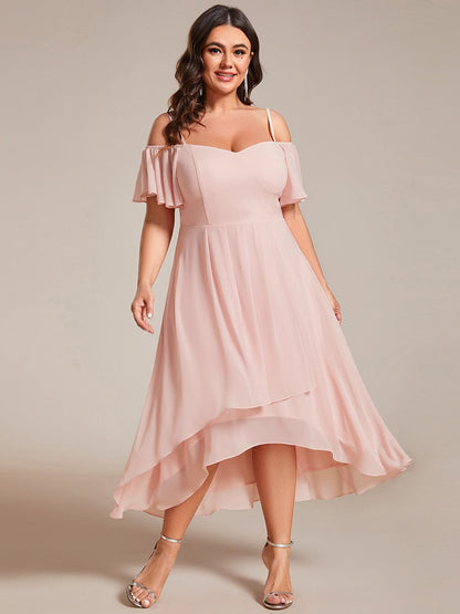 Elegant Chiffon Cold Shoulder Plus Size Wedding Guest Dress