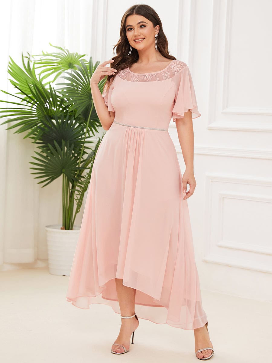 Elegant Chiffon Mother of the Bride Dress with Ruffle Sleeves and Asymmetrical Hem